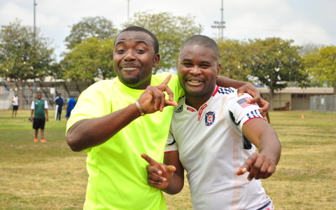 Tito Mongali Londole (left) came from France to promote his movie filmed in the Congolese capital, Kinshasa