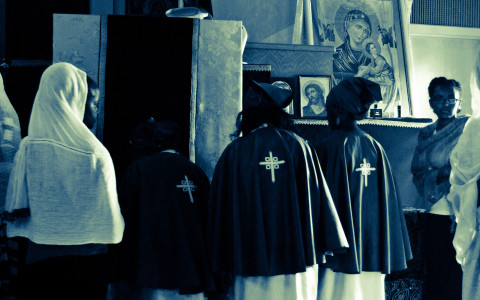 A service in the Ethiopian Orthodox church can last many hours